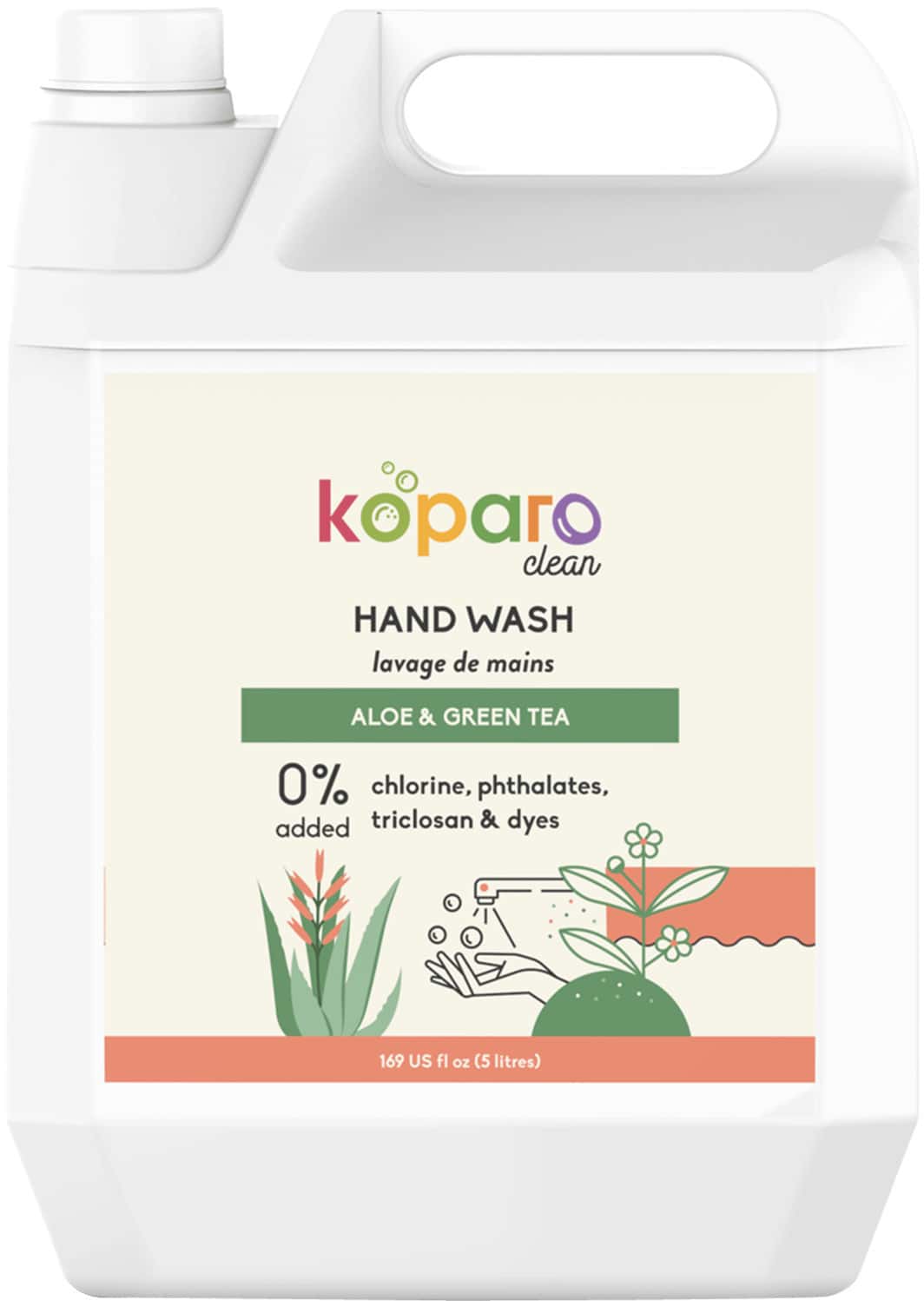 Koparo Hand Wash - Aloe & Green Tea | Germ Protection | Ph Controlled & Hypoallergenic- 5liter