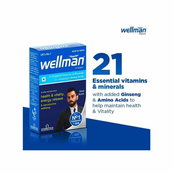 Wellman - Health Supplements (21 Vitamins & Minerals With Added Ginseng) Wellman 30 Tablet Free