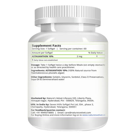 Natures Velvet Astaxanthin 2mg | Softgels