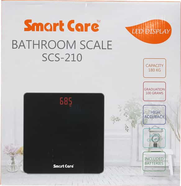 Smartcare Scs210 Glass Top Digital Weighting Scale (Black)