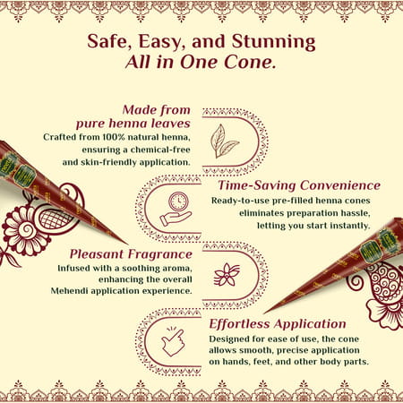 Neeta Mehendi Cones | Bridal Mehandi Cone Reddish Brown Color 12 Pcs In 1 Box (30Gm Each)