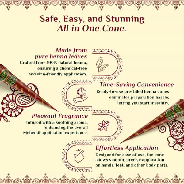 Neeta Mehendi Cones | Bridal Mehandi Cone Reddish Brown Color 12 Pcs In 1 Box (30Gm Each)