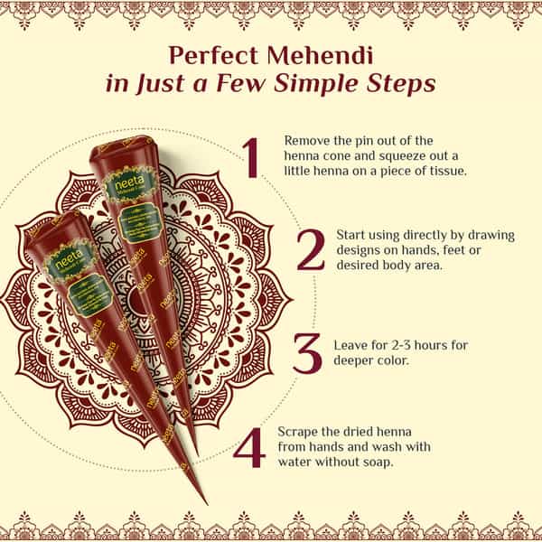 Neeta Mehendi Cones | Bridal Mehandi Cone Reddish Brown Color 12 Pcs In 1 Box (30Gm Each)