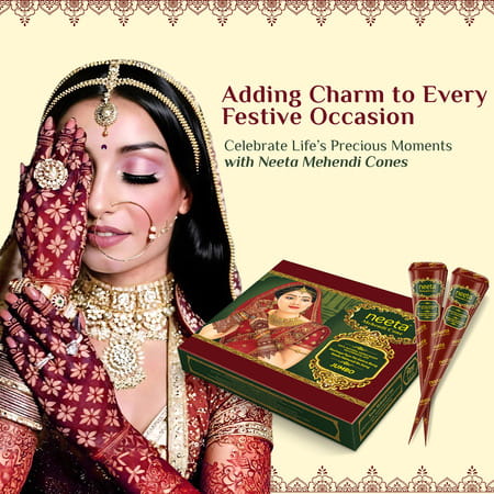 Neeta Mehendi Cones | Bridal Mehandi Cone Reddish Brown Color 12 Pcs In 1 Box (30Gm Each)
