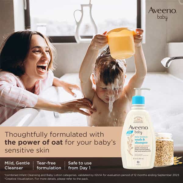 Aveeno Baby Daily Moisture Wash & Shampoo With Natural Oat Extract 354 Ml