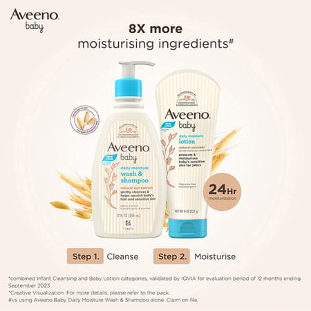 Aveeno Baby Daily Moisture Wash & Shampoo With Natural Oat Extract 354ml