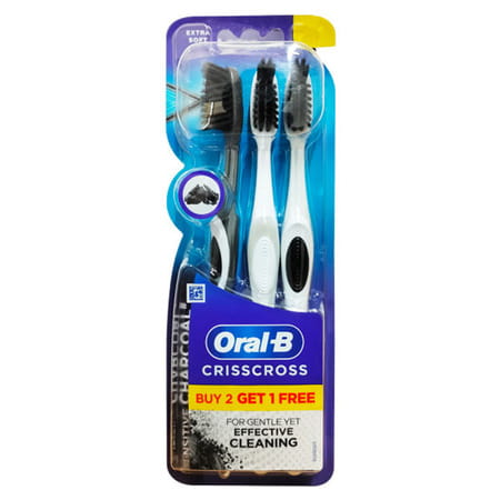 Oral B Crisscross Sensitive Charcoal Toothbrush For Gentle Effective Cleaning(buy 2 Get 1 Free)