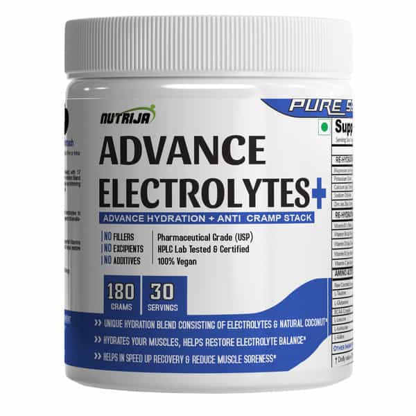 Nutrija Advance Electrolytes+ | Advance Hydration + Anti Cramp Stack | Provides Energy (180G(Mango))