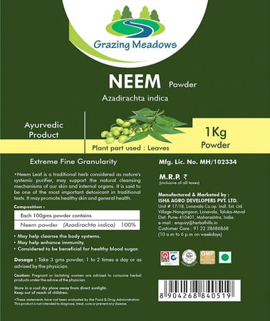 Grazing Meadows Neem Patra Powder - 1 Kg (Pack Of 5)