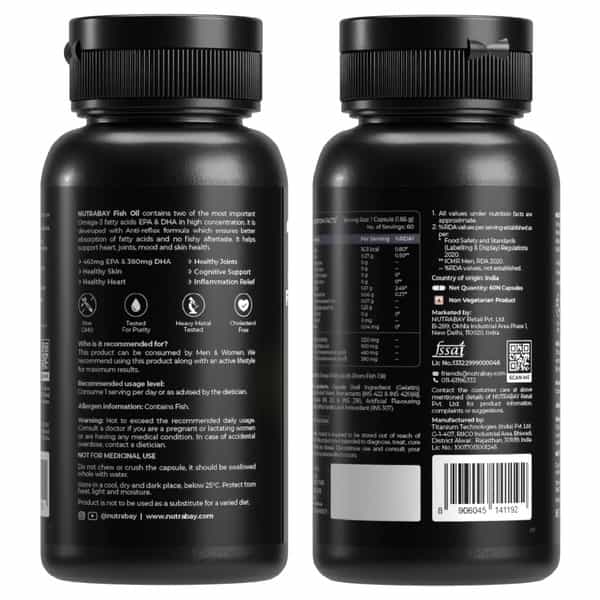 Nutrabay Pro Fish Oil Omega 3 (Triple Strength) - 1000Mg - 60 Capsules