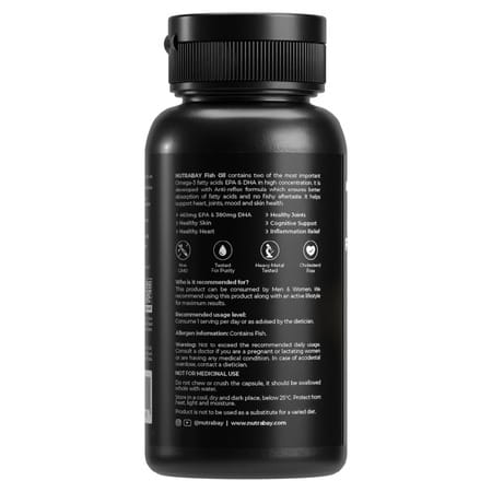 Nutrabay Pro Fish Oil Omega 3 (Triple Strength) - 1000mg - 60 Capsules