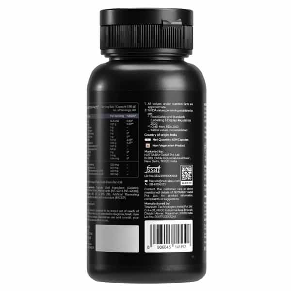 Nutrabay Pro Fish Oil Omega 3 (Triple Strength) - 1000Mg - 60 Capsules