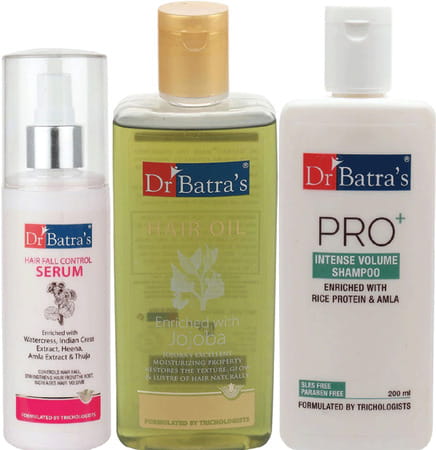 Dr Batra's Hair Fall Control Serum-125 Ml Pro+ Intense Volume Shampoo- 200 Ml And Hair Oil- 200 Ml