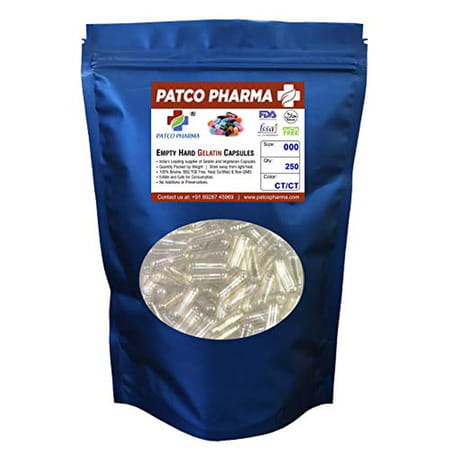 Patco Pharma - Size 000 Clear Empty Vegetarian Pill Capsule/Halal Certified |Diy Powder Filling.