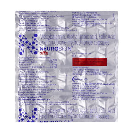 Neurobion Alfa | Antioxidant To Repair Peripheral Nerves | Strip Of 20 Capsules