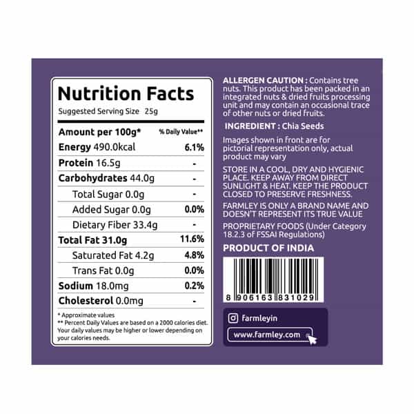 Farmley Chia Seeds Rich In Protein 1Kg
