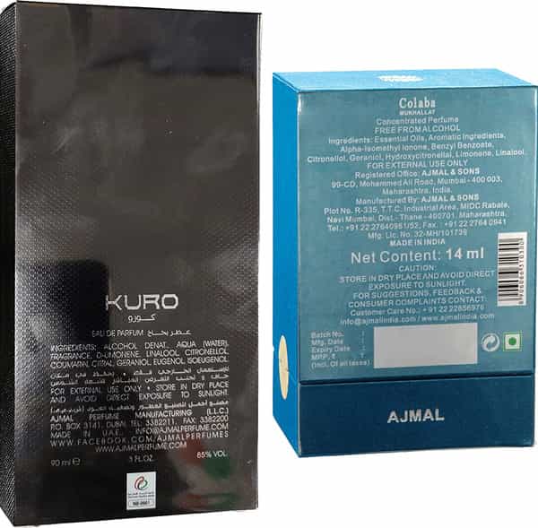 Ajmal Kuro Edp Spicy Perfume 90Ml For Men And Colaba Perfume Oil Floral 14Ml For Unisex