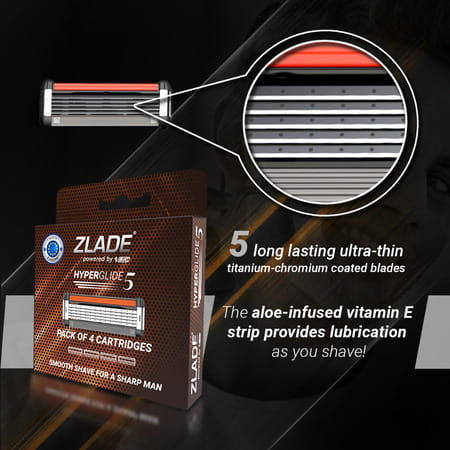 Zlade Hyperglide5 Men'S Razor Cartridges - Pack Of 4