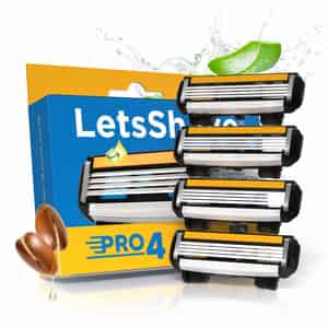 Letsshave Pro 4 Blade Shaving Blade Refills/cartridges For Men Pack Of 4