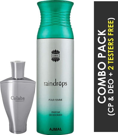 Ajmal Colaba Mukhallat Cp Oil 14ml For Unisex & Raindrops Femme Deodorant 200ml For Women