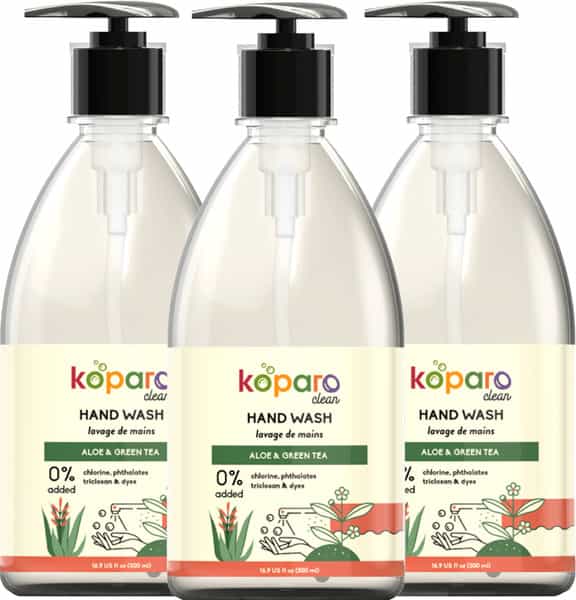 Koparo Hand Wash|Aloe & Green Tea|Natural Germ Protection|Ph Controlled & Hypoallergenic (3 X 500Ml)