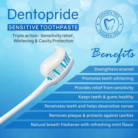 Dentopride Sensitive Toothpaste | Herbal Protection For Sensitive Teeth | (100 Gm Pack Of 2)