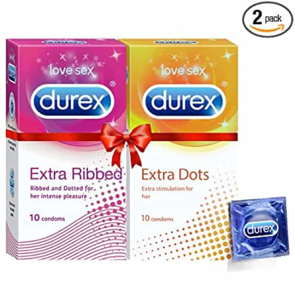 Durex Extra Ribbed Condoms 10N And Durex Extra Dots Condoms 10N Combo