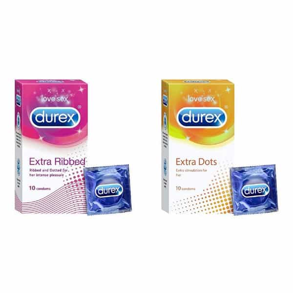 Durex Extra Ribbed Condoms 10N And Durex Extra Dots Condoms 10N Combo