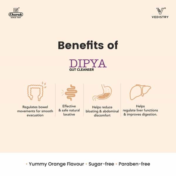 Dipya Gut Cleanser Powder|Double Action Constipation Relief For Men & Women|Orange Flavor|Sugar-Free