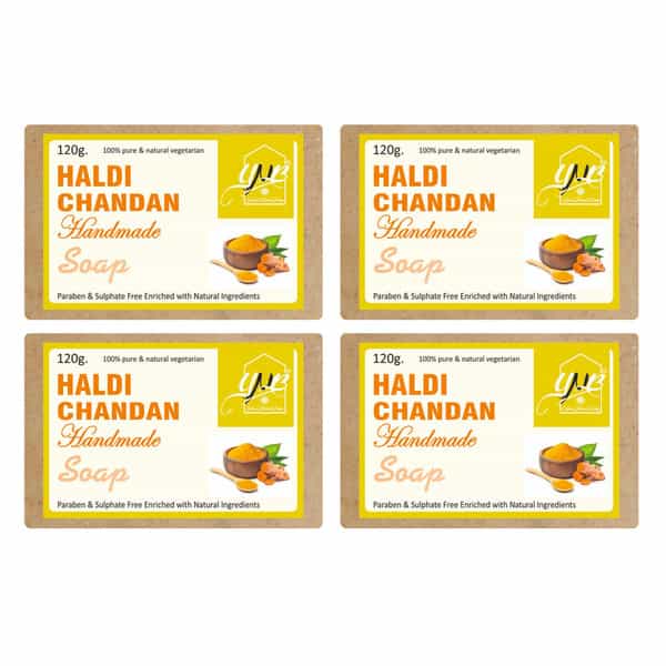 Ynb Yours Natural Buddy Organic Haldi Chandan Handmade Sls & Paraben Free Soap 120G (Pack Of 4)