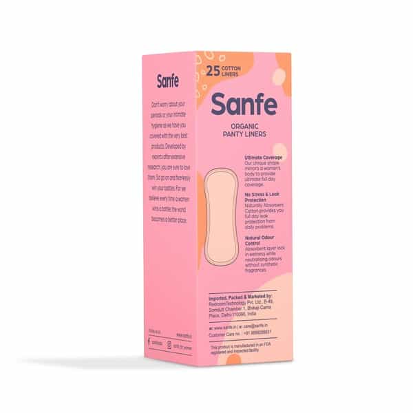 Sanfe Rash Free Panty Liners 100% Organic Cotton And Biodegradable - 25 Units