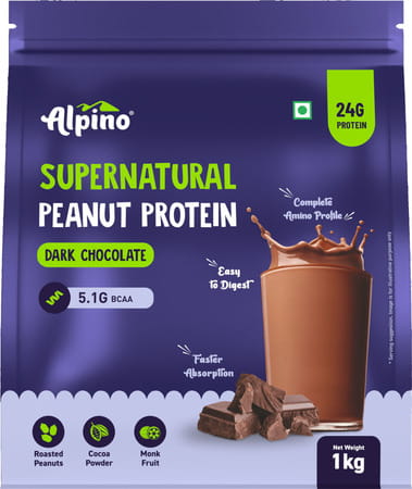 Alpino Supernatural Peanut Protein Powder Dark Chocolate Pouch 1 Kg