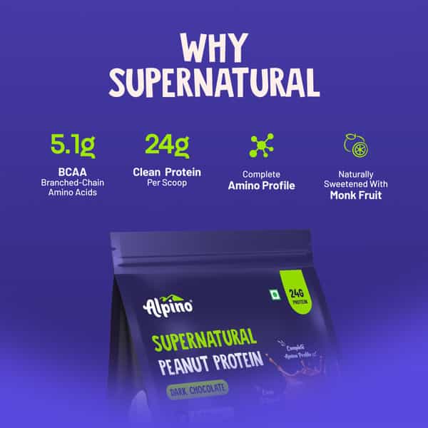 Alpino Supernatural Peanut Protein Powder Dark Chocolate Pouch 1 Kg