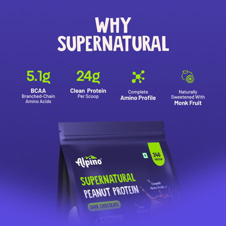 Alpino Supernatural Peanut Protein Powder Dark Chocolate Pouch 1 Kg