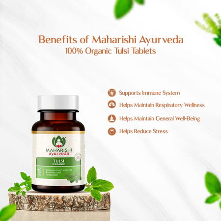Maharishi Ayurveda Organic Tulsi Tablets | For Respiratory Wellness | 100% Organic | 60 Tabs