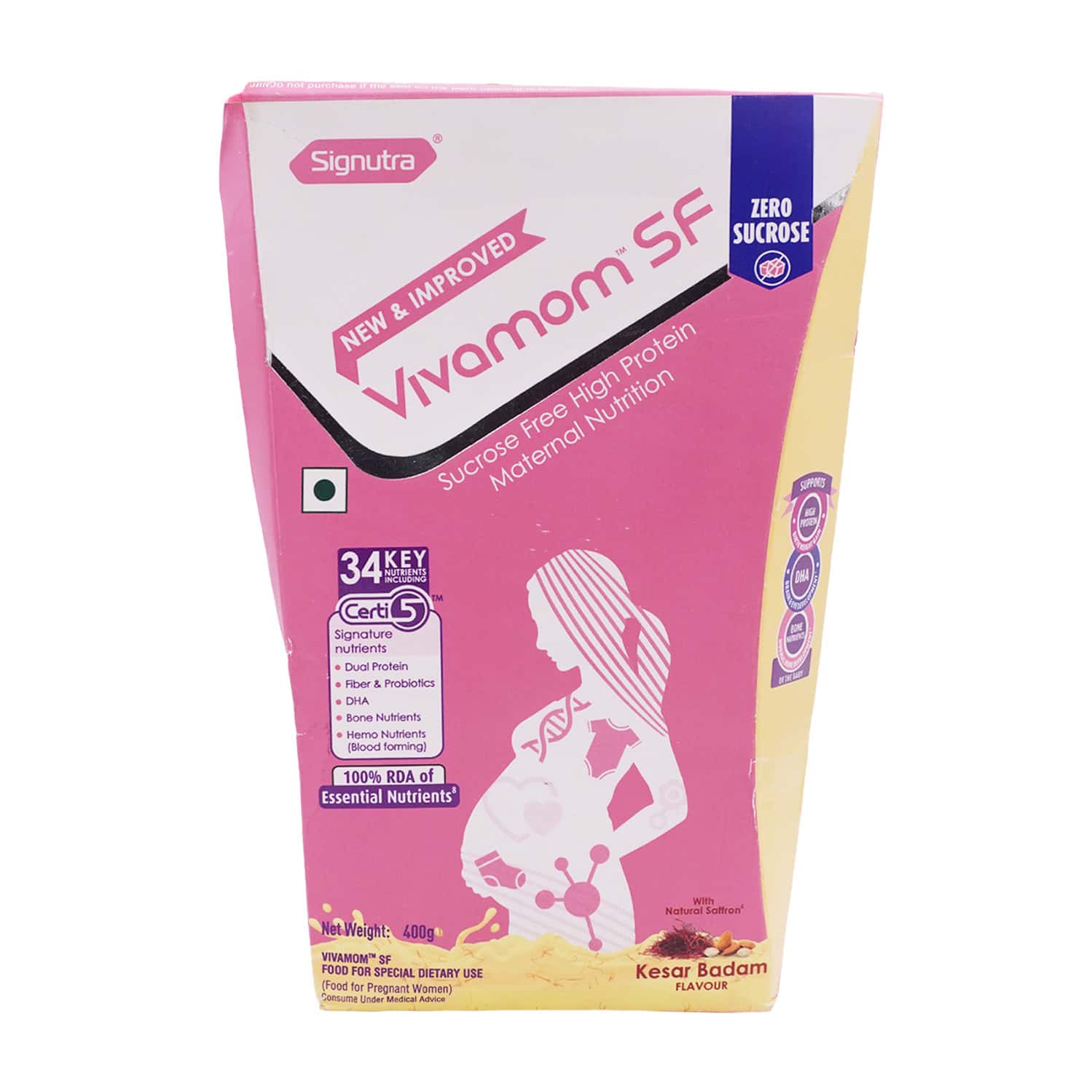 Vivamom Sf Kesar Badam Flavour Maternal Nutrition Drink Refill Of 400gm