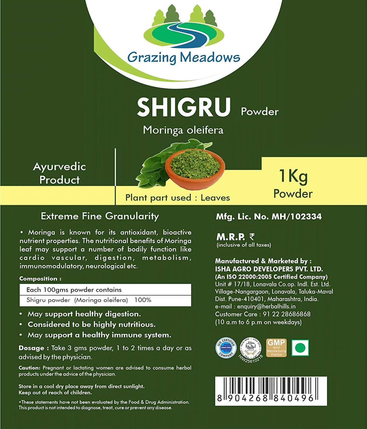 Shigru Formulation Buy GRAZING MEADOWS SHIGRU POWDER - 1 KG MORINGA LEAF (SHUGRU/DRUMSTICK ...