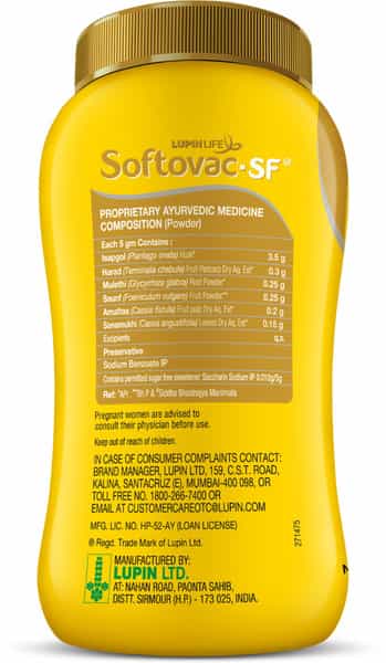 Softovac Sf Bowel Regulator For Constipation Powder 450 Gm