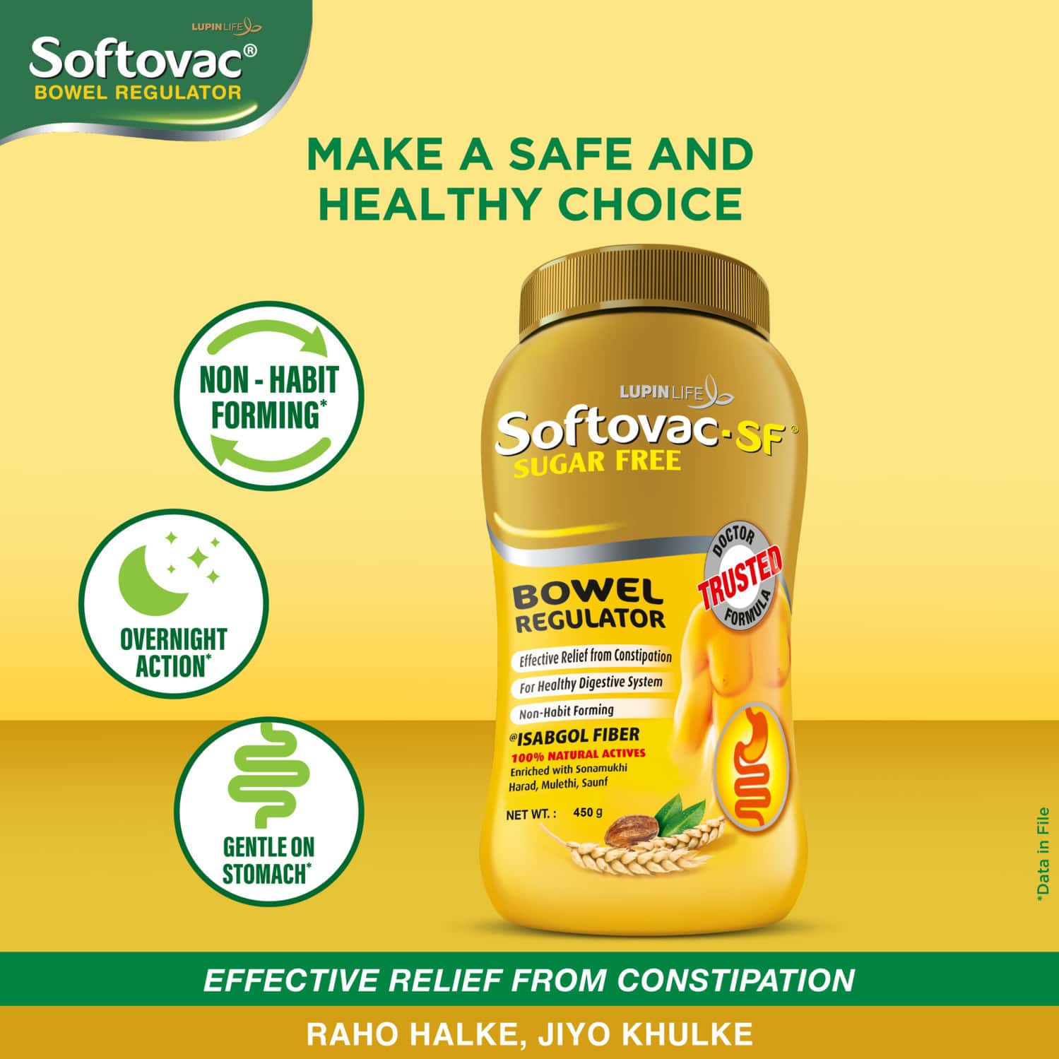 SOFTOVAC SF BOWEL REGULATOR FOR CONSTIPATION POWDER 450 GM
