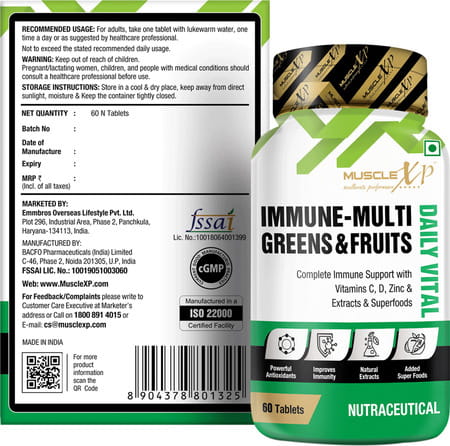 Musclexp Immune-Multi Greens & Fruits 60 Tablets (Pack Of 2)