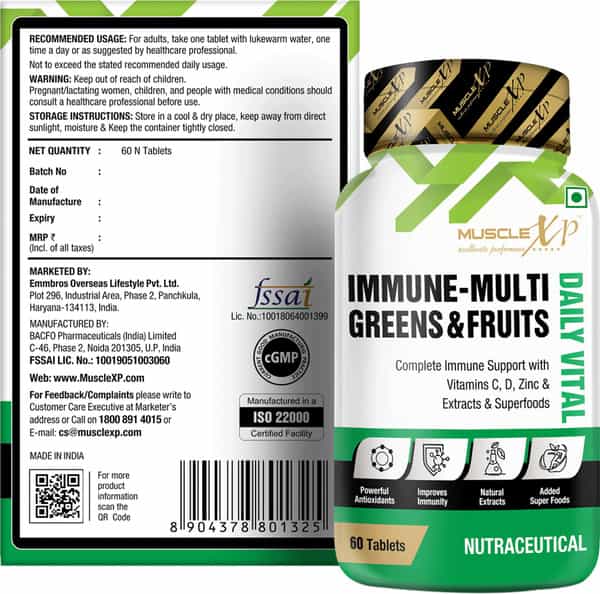 Musclexp Immune-Multi Greens & Fruits 60 Tablets (Pack Of 2)