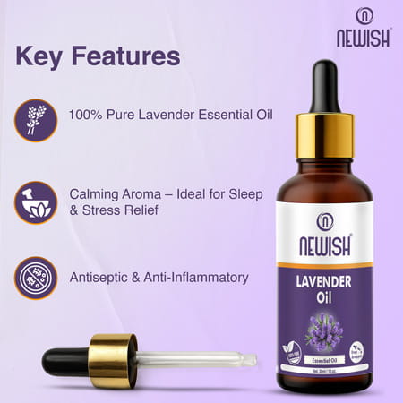Newish Lavender Essential Oil For Hair Skin & Diffuser 30Ml