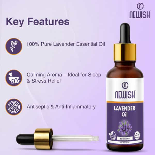 Newish Lavender Essential Oil For Hair Skin & Diffuser 30Ml