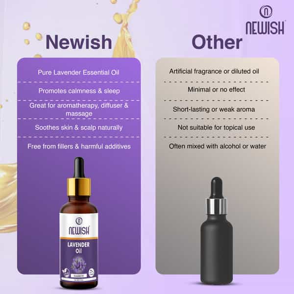 Newish Lavender Essential Oil For Hair Skin & Diffuser 30Ml