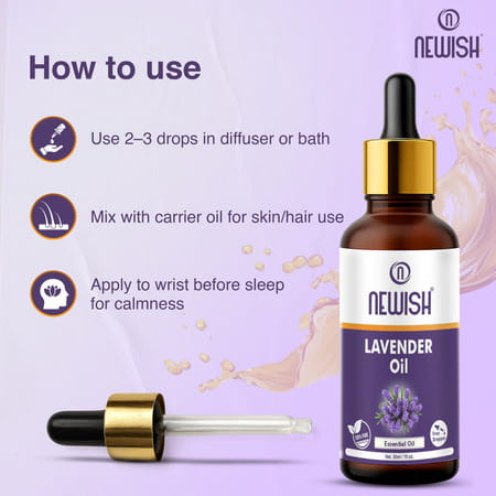 Newish Lavender Essential Oil For Hair Skin & Diffuser 30Ml