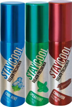 Staycool Breath Freshener Spray - Cool Mint Spearmint Cinnamon - Pack Of 3