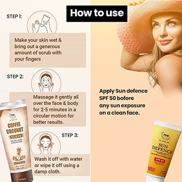 Tnw The Natural Wash Face & Body Scrub (Coffee Coconut Scrub + Spf 50++ Sunscreen) 150 Ml
