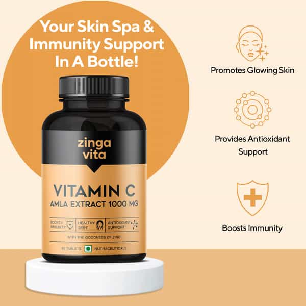 Zingavita Vitamin C Supplement Immunity Booster Skin Care 60 Veg Tablets