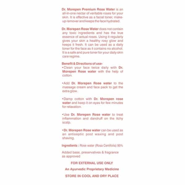 Dr. Morepen Pure & Natural Rose Water For Face No Alcohol - 120Ml