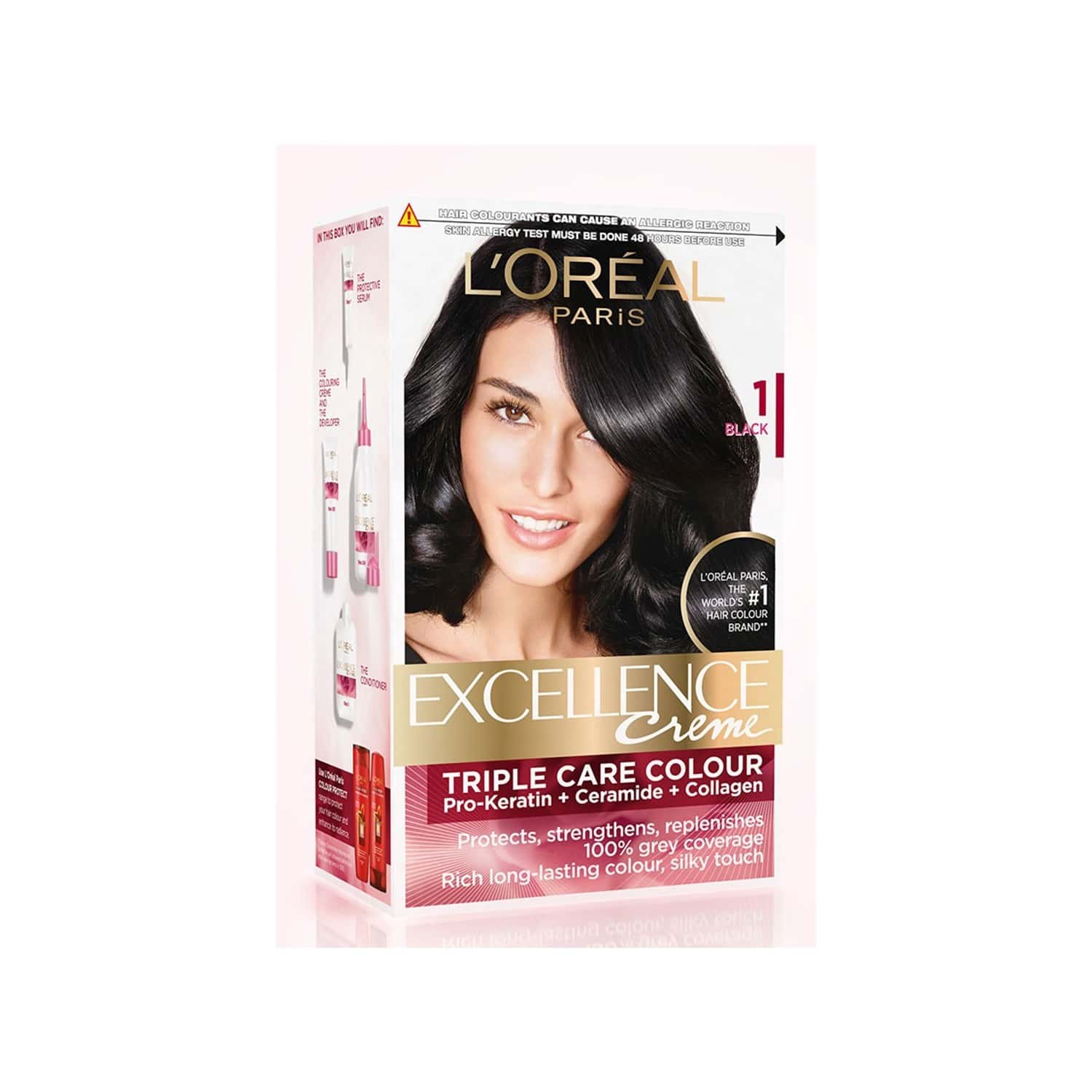 Buy L'OREAL PARIS EXCELLENCE CREME 1 BLACK (72ML + 100G) HAIR COLOR BOX